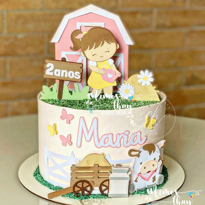 [Arquivo] -Topo de Bolo Fazendinha menina