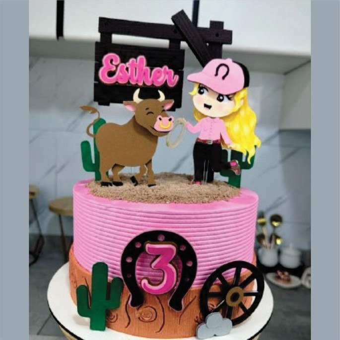 [Arquivo] - Topo de Bolo Fazendinha Rosa Fazendeira