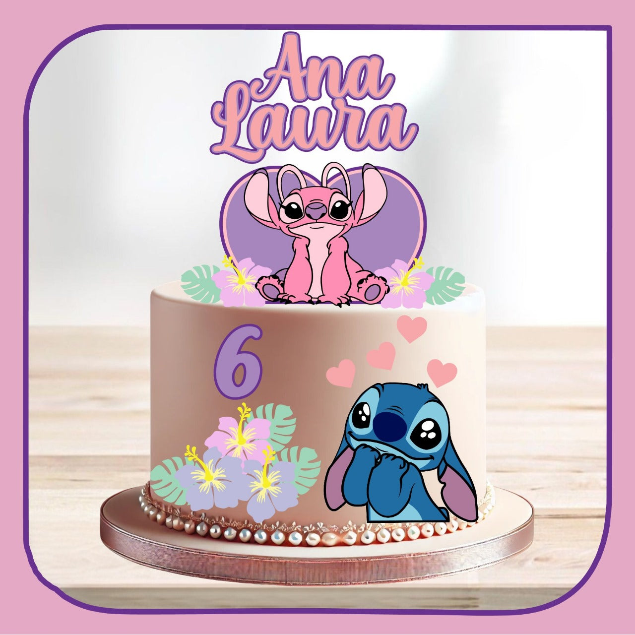 [Arquivo] - Topo de bolo do Stitch e Angel coração