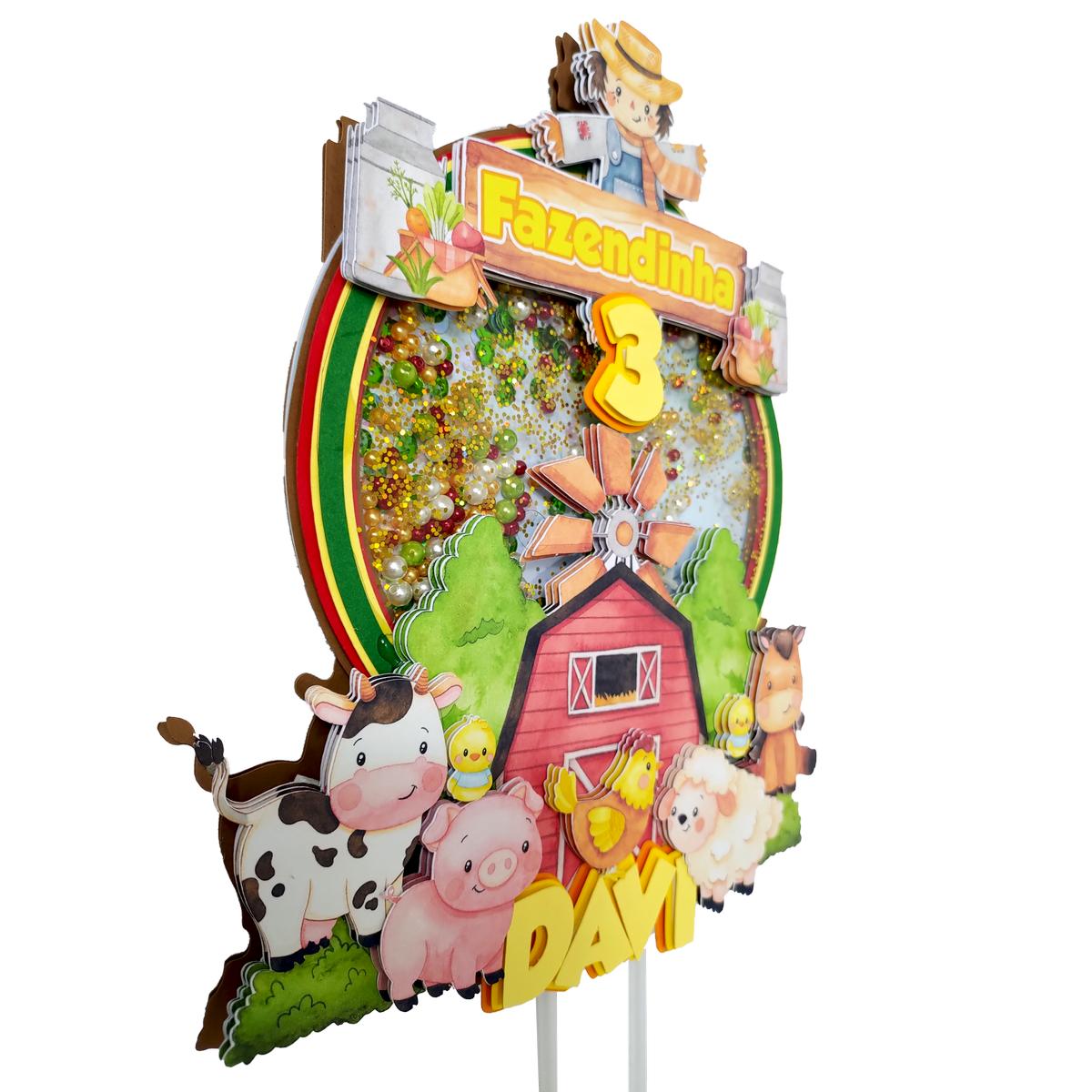 [Arquivo] - Topo de Bolo fazendinha circulo