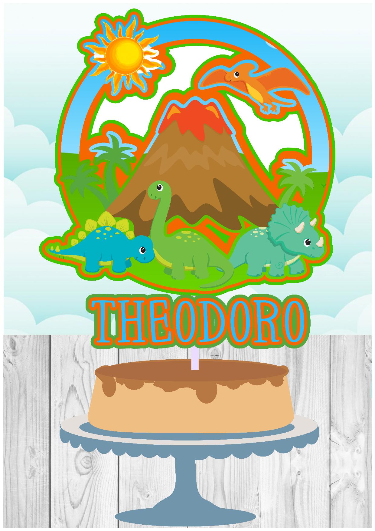 [Arquivo] - Topo de Bolo Circulo dinossauro