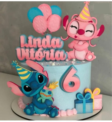 [Arquivo] - Topo de bolo do Stich e da Angel aniversario